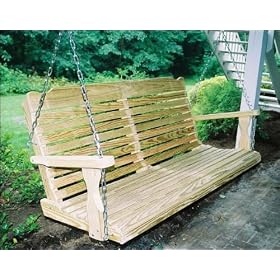 53 Treated Pine Crossback Porch Swing by Porch Furniture