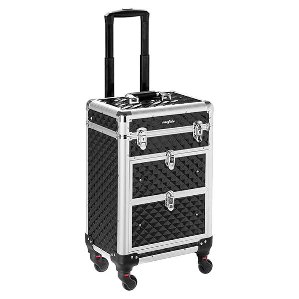Mefeir Rolling Makeup Train Case Aluminum Cosmetic Luggage