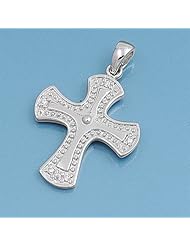 Sterling Silver German Iron Cross Pendant Christian Faith Charm Solid 925 25mm with 1mm Snake Chain