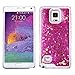 Samsung Galaxy Note 4 Case-Yerwal Creative Design Transparent Flowing Bling Glitter Quicksand Stars Hard Plastic Transparent Case Cover for Samsung Galaxy Note 4(Fushia)
