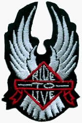 Ride to Live Logo with Wings - Embroidered Iron On or Sew On Patch