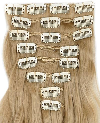 S-noilite 17 Inches(43cm) 8pcs 18clips Long Full Head Set Clip in Hair Extensions Sexy Lady Fashion Choice Any Colors (17"- Curly, Ash Blonde)