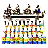 4 Machine Guns Tattoo Kit LCD Digital Power Supply Needle 30 Color 10ml Inks Tk42