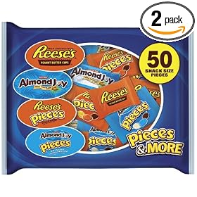 Hershey's Snack Size Assortment (Almond Joy & Reese's), 50-Piece, 26.5-Ounce Bags (Pack of 2)