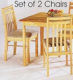 Set of 2 Natural Finish Dining Side Chairs