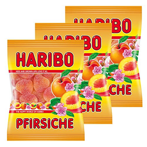 Haribo Pfirsiche, 3er Pack, Gummibärchen, Weingummi, Fruchtgummi, Im Beutel, Tüte