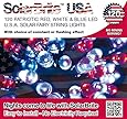 Solar Fairy String Lights 120LED Super Bright Patriotic Red White & Blue Decorative, Choice of Light Effect. Ideal for Trees, Gardens, Parties & More...