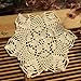 kilofly Crochet Cotton Lace Table Placemats Doilies Vase Pads, 4pc, Beige, 7 inch