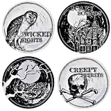 Grasslands Road Ghoulish Glamour Halloween 8-Inch Accent Plates 4 Styles, Set of 4