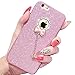 Iphone 6 case, I-Fashion Shiny Bling Glitter Rubber Case with Crystal bow pendant charm for iphone 6 iphone 6s pink