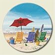 Lazy Susan ~ Beachy Keen ~ decorative tempered glass ~ 16 inch diameter ~ cod...