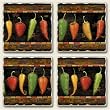 AbsorbaStone Tumbled Tile Assorted Coaster set~ Cantine Peppers ~ 4 Tile Drin...
