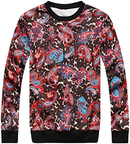 Yhting Men's Fall Winter Crew Neck Casual Sweatshirt Skateborad Shirt Sweater <Paisley Totems>