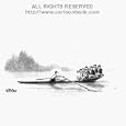 'A man rows a boat by himself; there are six people in the boat with him with megaphones shouting at him to keep up the pace.' Cartoon print by Warren Miller, Published in The New Yorker on 5/28/1990 Small Framed- 13" x 17"