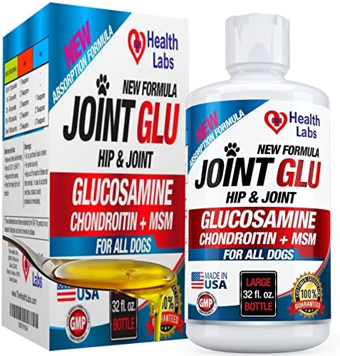 Glucosamine Hip &amp; Joint Liquid for Dogs with Chondroitin MSM Vitamin C &amp; E - Maximum Strength Natural Pet Supplement for Arthritis Knee Back &amp; Muscle Discomfort - Advanced Formula 100% Satisfaction