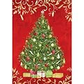 Traditional Tree on Red Boxed Christmas Cards - 40 ct