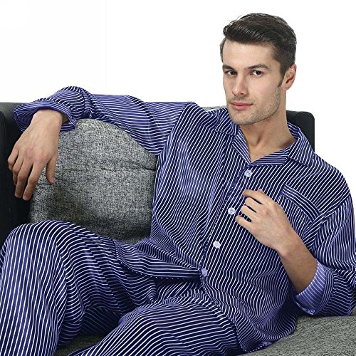 Mens Silk Satin Pajamas Set Sleepwear Loungewear S~3XL Plus__Gifts__7-12days to USA