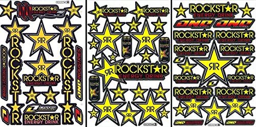 3 Rockstar Energy Drink Metal Mulisha Yamaha Kawasaki Motocross Race Racing F1 Logo Sponsor Sticker Decal Skateboard Car Bike Bicycle Kid Wall Helmet Decoration RSY304