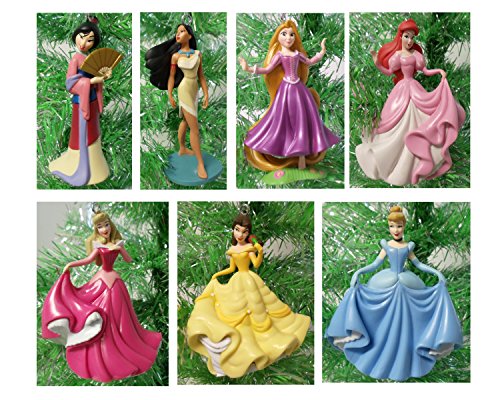 Disney Magical PRINCESS 7 Piece Holiday Christmas Tree Ornament Set Featuring Belle, Rapunzel, Ariel, Cinderella, Pocahontas, Mulan and Aurora – Ornaments Range 3″ to 4″ Tall Disney Magical PRINCESS 7 Piece Holiday Christmas Tree Ornament Set Featuring Belle, Rapunzel, Ariel, Cinderella, Pocahontas, Mulan and Aurora – Ornaments Range 3″ to 4″ Tall