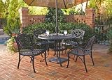 Home Styles Biscayne 5PC 48 Round Outdoor Dining Set in Black Finish