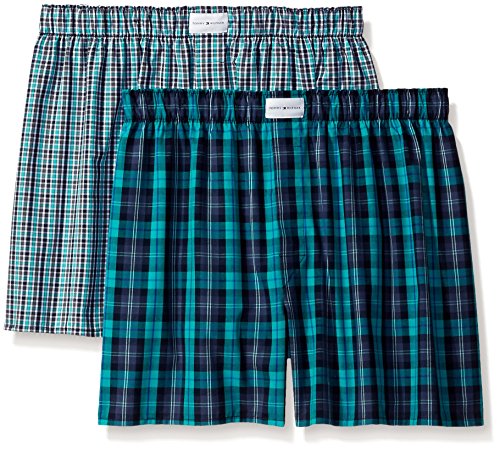 Tommy Hilfiger Men's 2-Pack Green Plaid Woven Boxer