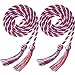 2 Pieces Graduation Cords Polyester Yarn Honor Cord with Tassel for Graduation Students (Blue Red with White)