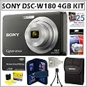 Sony Cyber-shot&reg; DSC-W180 10.1MP Digital Camera in Black + 4GB Deluxe Accessory Kit