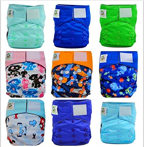 Reusable Diapers of 9 Bamboo Charcoal Cloth Diaper Nappy + 9 bamboo charcaol insert