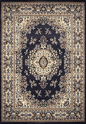 Large Traditional 8x11 Oriental Area Rug Persian Style Carpet -Approx 7'8"x10'8" (Navy Blues)