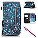 Galaxy S6 Case, Galaxy S6 Wallet Case, Firefish [Kickstand] [Shock Absorbent] Double Protective Case Flip Folio Slim Magnetic Cover with Wrist Strap for Samsung Galaxy S6-Starry