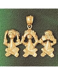 Dazzlers Solid 14k Gold Monkeys Charm Pendant Available in three colors from jewelsberry (weights: 11.6 grams only)