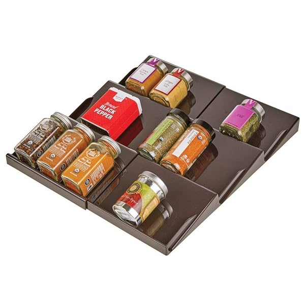 Mdesign Adjustable Expandable Plastic Spice Rack Drawer