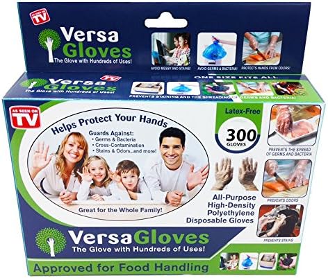 Versa Gloves Latex Free Powder free Clear Disposable Gloves PE Food Grade For Cleaning And Pets Care 300 Large