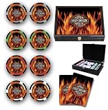 Harley Davidson Flame Poker Chips Set of 200 NEW