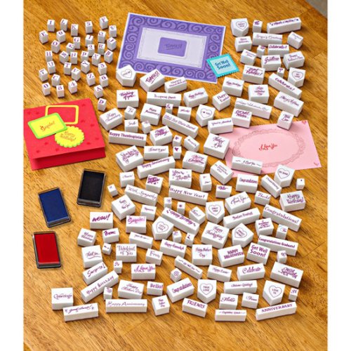 160-pc Rubber Stamp Kit for Scrapbooking, Greeting Cards and Crafts
