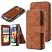 Galaxy S5 Case, S5 Case, CaseUp 12 Card Slot Series - [Zipper Cash Storage] Premium Flip PU Leather Wallet Case Cover With Detachable Magnetic Hard Case For Samsung Galaxy S5 - Brown