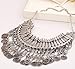 Gypsy Bohemian Vintage Gold Coin Turkish Beachy Bib Statement Necklace(Silver) by TRURENDI