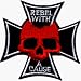 Red Skull with Iron Cross - Rebel With A Cause - Embroidered Iron On or Sew On Patch