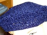 Bcm305nvy.turq, Hand Crocheted Navy Chenille/ Tweed Berett Royal Blue Metallic