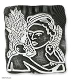Sterling silver brooch pendant, 'Self-Portrait with Monkey' (medium)
