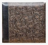 12"X12" EMBOSSED SCROLL LEATHERETTE SCRAPBOOK - BLACK Gold - Photo Album