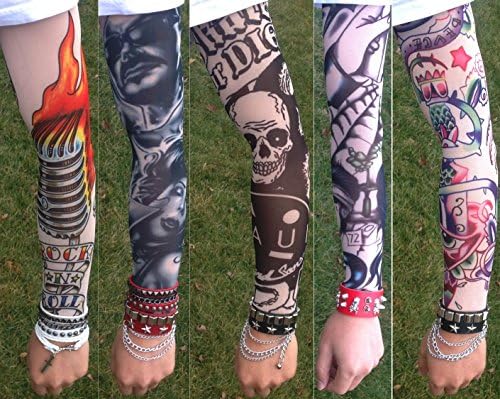 10 Pcs New Realistic Tattoo Sleeves Slip on Arm Stocking Covers Sleevelet Lot