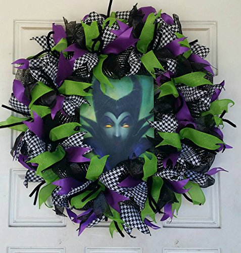 ONLY $45 What??!! Handcrafted Maleficent Halloween Deco Mesh Wreath Decor Fantasia