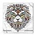 Lunarable Lion Bandana, Ethnic Colorful Face Drawing, Unisex Head and Neck Tie