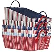 Bright Cotton Fabric Covered Americana Medium Cases with Leatherette Handles 16"x12"x5.25" Set of 6
