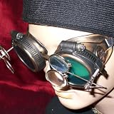 Steampunk Victorian Goggles Glasses gold green magnifying lens 2x