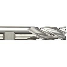 Niagara Cutter DC402 High-Speed Steel End Mill, General Purpose, Regular Length, Uncoated (Bright), 4 Flutes, Double Square End
