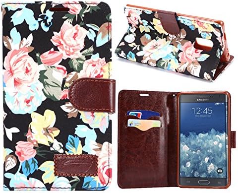 Note Edge Case,Galaxy NoteEdge Case,[Wallet Case],XYX Black - Fashion Flower Gyrosigma Premium PU Leather Wallet Case with Stand Flip Cover for Samsung Galaxy Note Edge N9150
