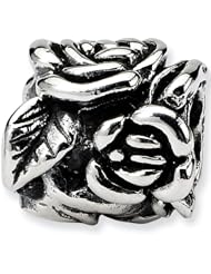 Reflection Beads Silver Rose Buds Flower Bead