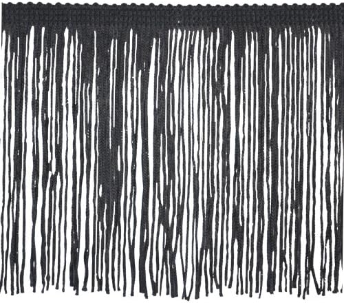 Chainette Fringe P-7044 100-Percent Polyester 4-Inch Fringe Embellishment, 10-Yard, 02 Black